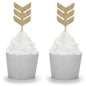 24PCS Gold Glitter Arrow Cupcake Toppers